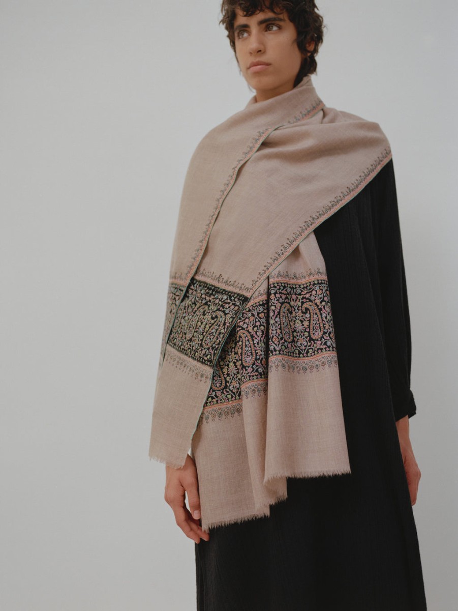 Accessories UNTITLED DESIGN LLP | Yaser Shaw Embroidered Pashmina Shawl,